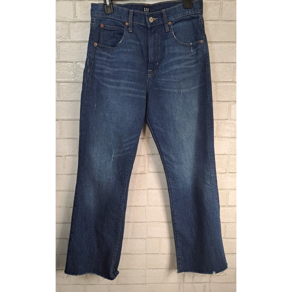 Gap Denim Jeans Women's Size 4/27 R High Rise Medium Wash Ankle Flare Raw Hem